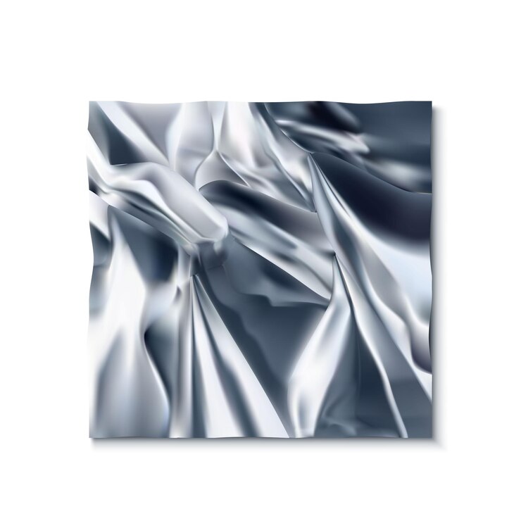 Free Vector realistic vector icon wrinkled foil texture isolated on white background square rumpled foil