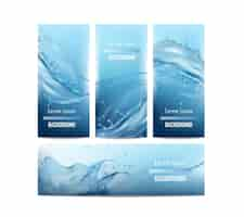 Free vector realistic vector illustration banner and flyers with water flows and splashes