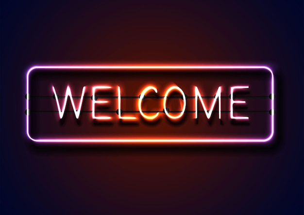 Realistic vector illustration banner welcome sign on red brick background