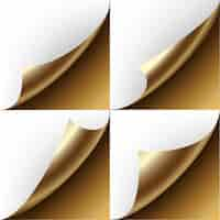 Free vector realistic vector illustration. curled golden paper corners.