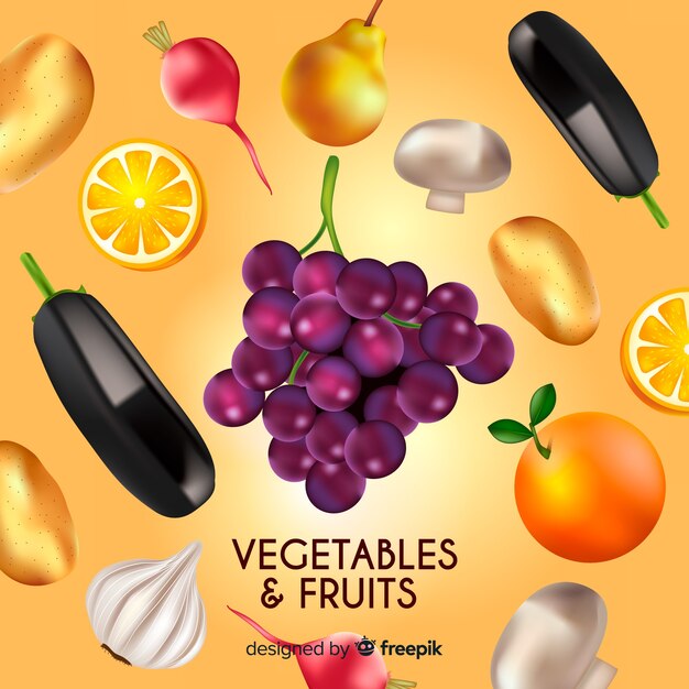 現実的な野菜と果物の背景