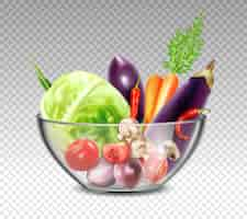 Free vector realistic vegetables in glass bowl