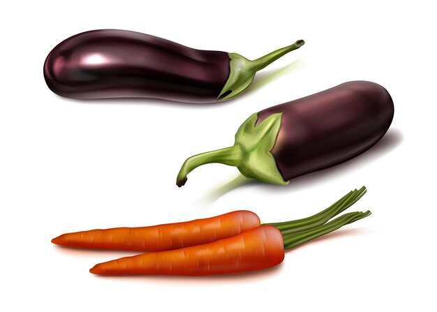 Realistic vegetables top view illustration