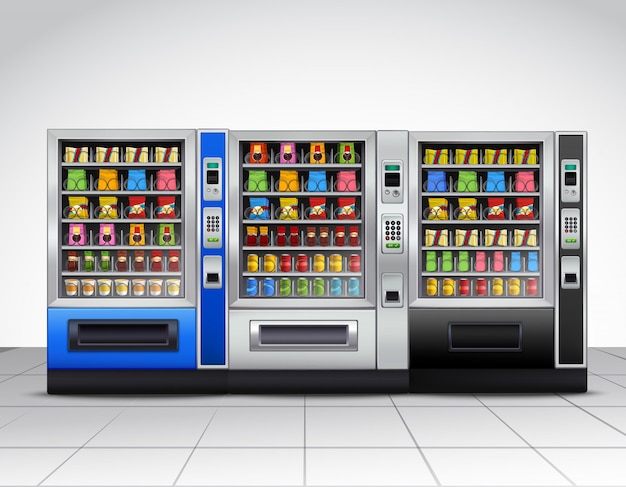 Free vector realistic vending machines front view