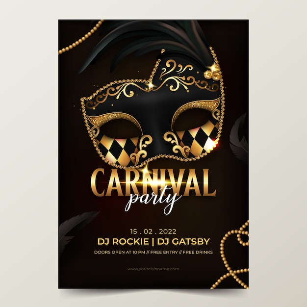 Realistic venetian carnival poster