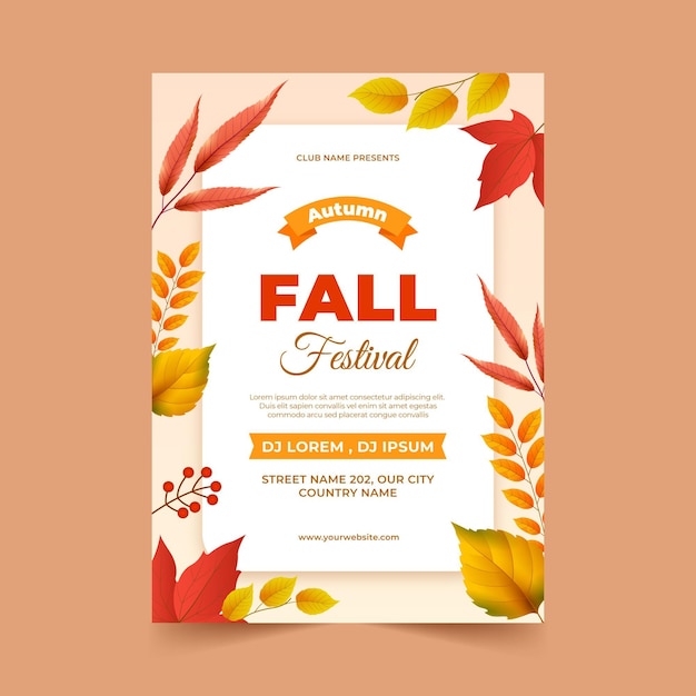 Free vector realistic vertical autumn poster template