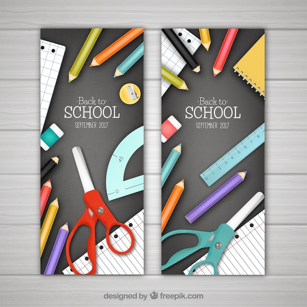 Free vector realistic vertical back to school banners