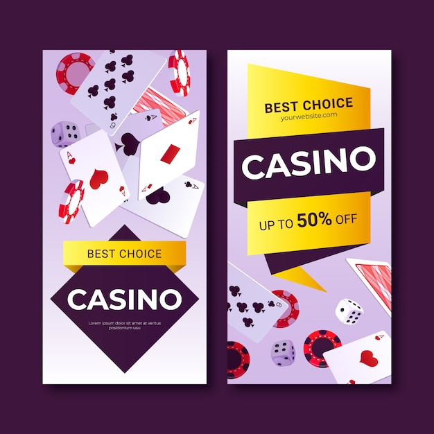 Free vector realistic vertical banner template for casino gambling