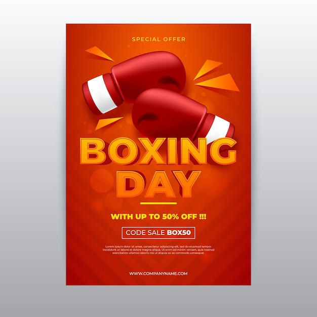 Free vector realistic vertical boxing day sale poster template