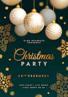 Free vector realistic vertical christmas party poster template