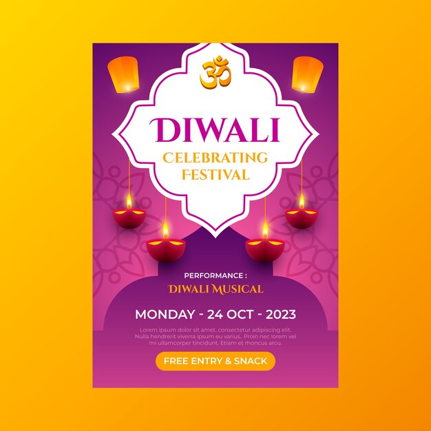 realistic vertical flyer template for diwali celebration