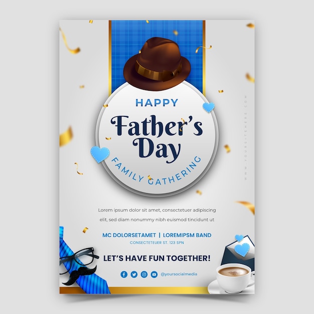 Free vector realistic vertical flyer template for father's day celebration