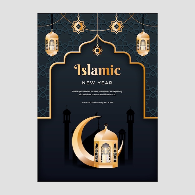 Realistic vertical flyer template for islamic new year celebration