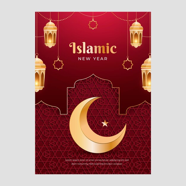 Realistic vertical flyer template for islamic new year celebration