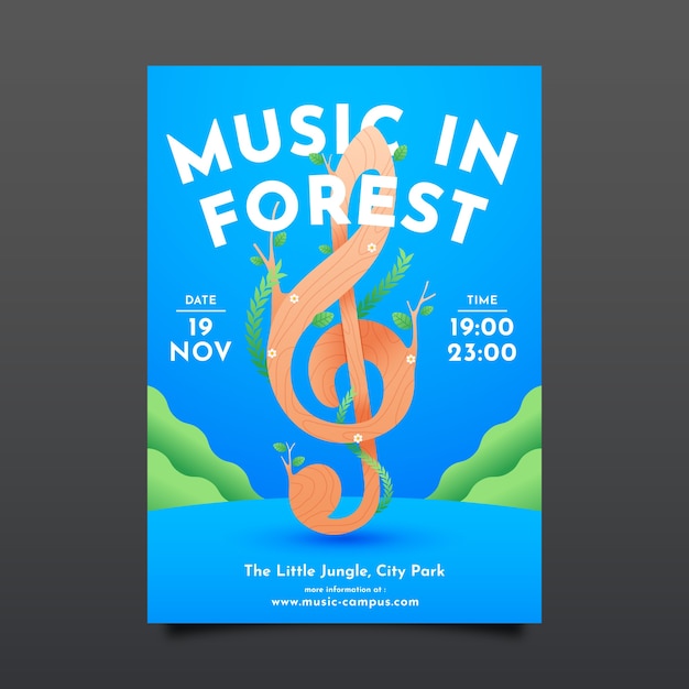 Free vector realistic vertical flyer template for world music day celebration