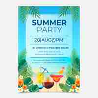 Free vector realistic vertical party poster template for summer season