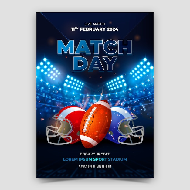 Free vector realistic vertical poster template for american football championship