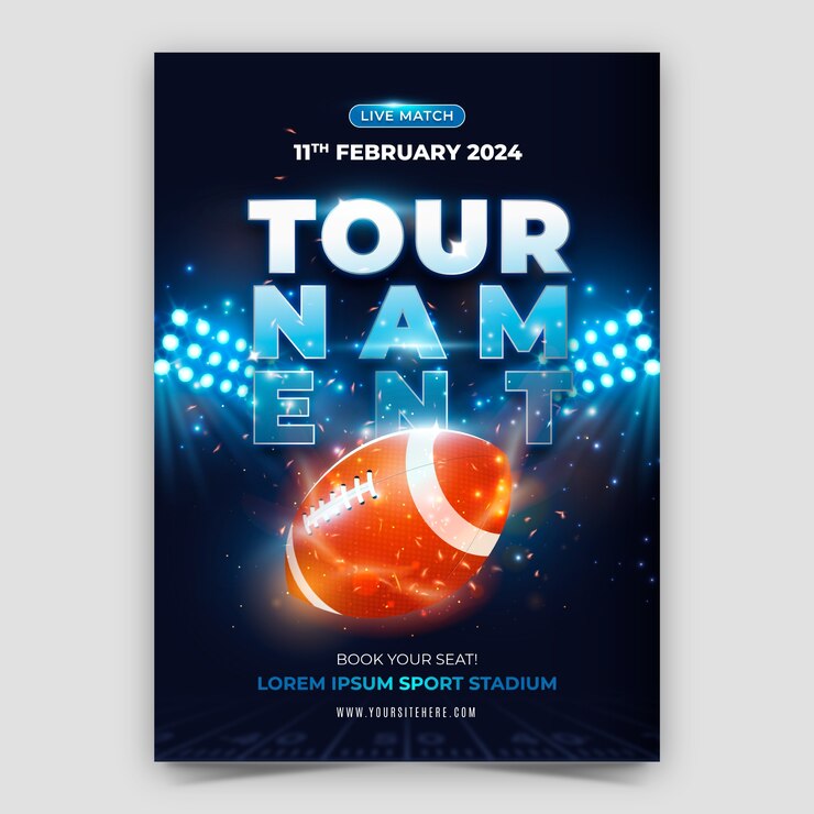Free Vector realistic vertical poster template for american football championship