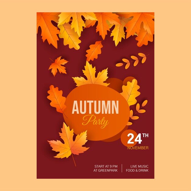 Realistic vertical poster template for autumn celebration