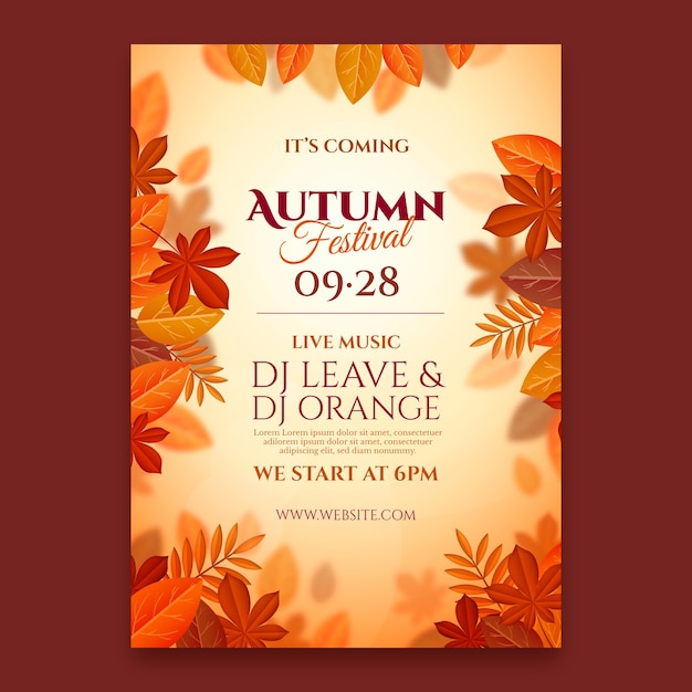 Realistic vertical poster template for autumn celebration