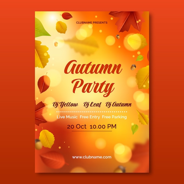 Free vector realistic vertical poster template for autumn