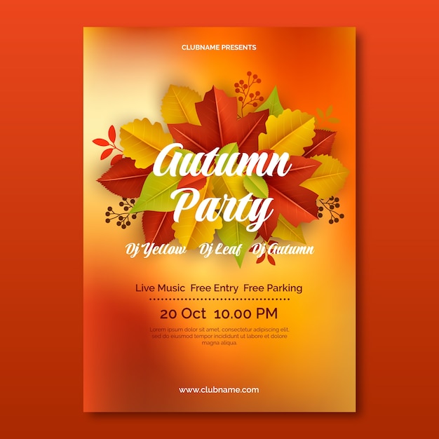 Realistic vertical poster template for autumn