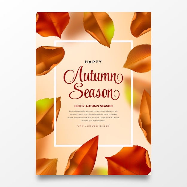 Modello di poster verticale realistico per l'autunno