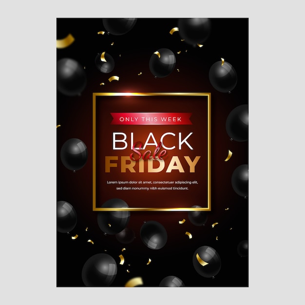 Realistic vertical poster template for black friday sale