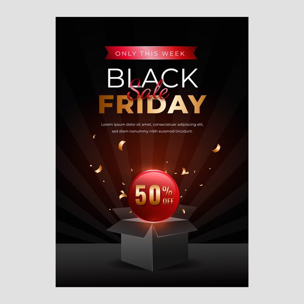 Realistic vertical poster template for black friday sale