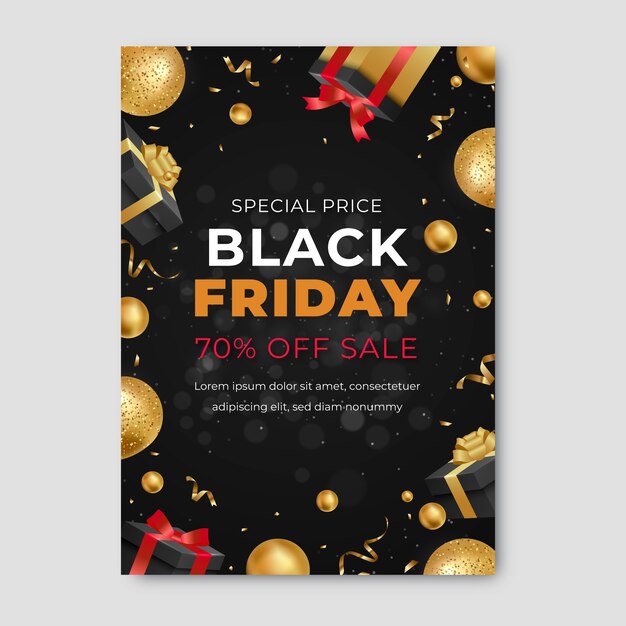 Realistic vertical poster template for black friday sales