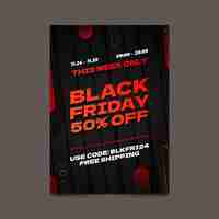 Free vector realistic vertical poster template for black friday sales