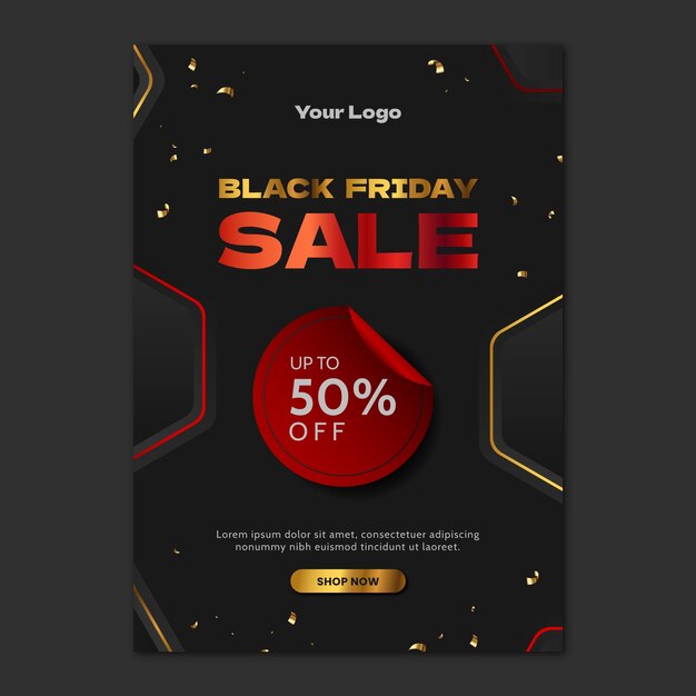 Realistic vertical poster template for black friday sales