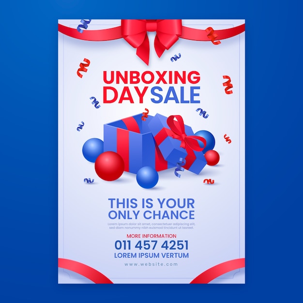 Free vector realistic vertical poster template for boxing day sales