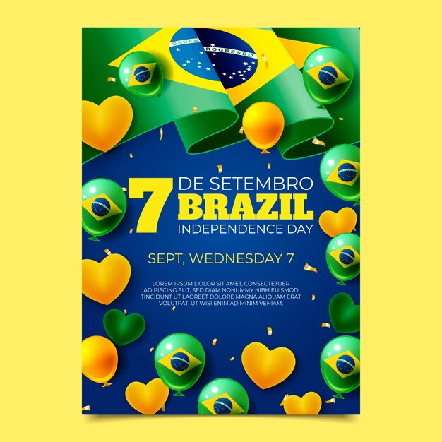 Realistic vertical poster template for brazilian independence day celebration