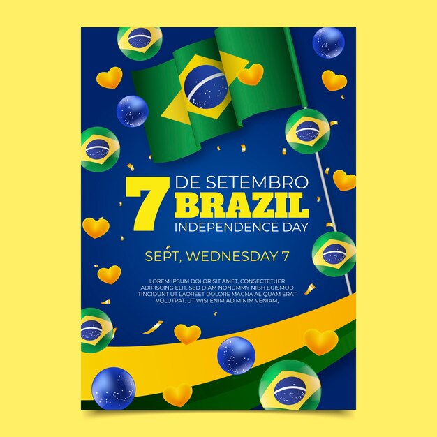 Realistic vertical poster template for brazilian independence day celebration