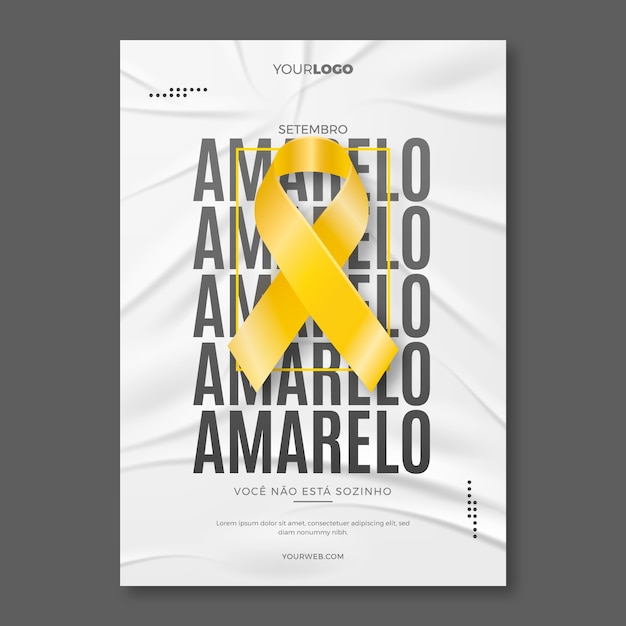 Vettore gratuito modello di poster verticale realistico per il mese brasiliano di prevenzione del suicidio