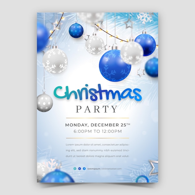 Realistic vertical poster template for christmas season celebration