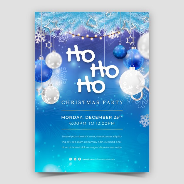Realistic vertical poster template for christmas season celebration