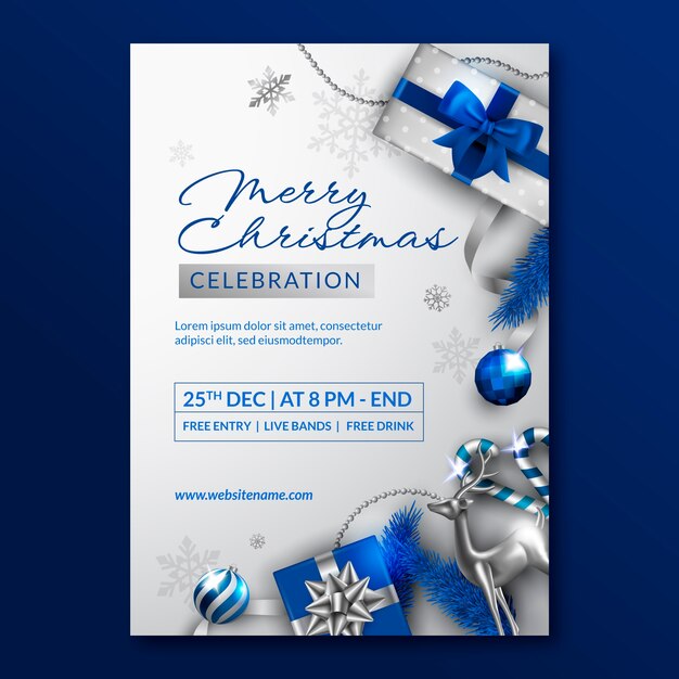 Realistic vertical poster template for christmas season celebration