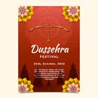 Free vector realistic vertical poster template for dussehra festival celebration