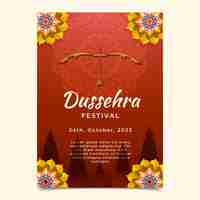 Free vector realistic vertical poster template for dussehra festival celebration