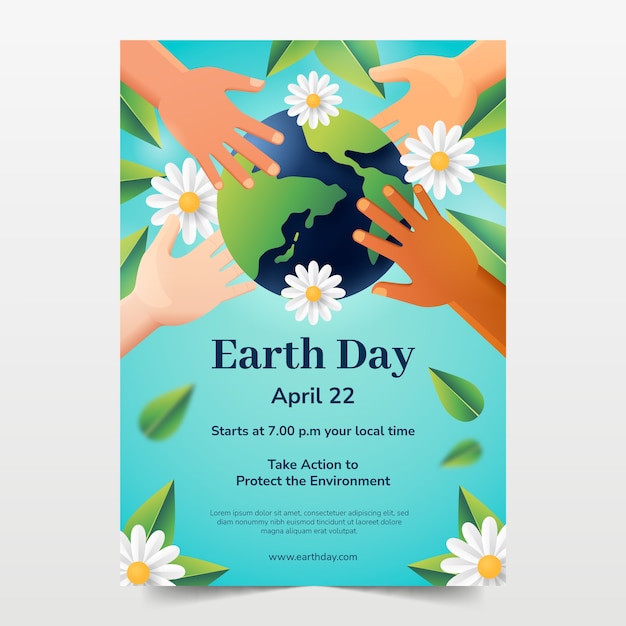 Free vector realistic vertical poster template for earth day celebration