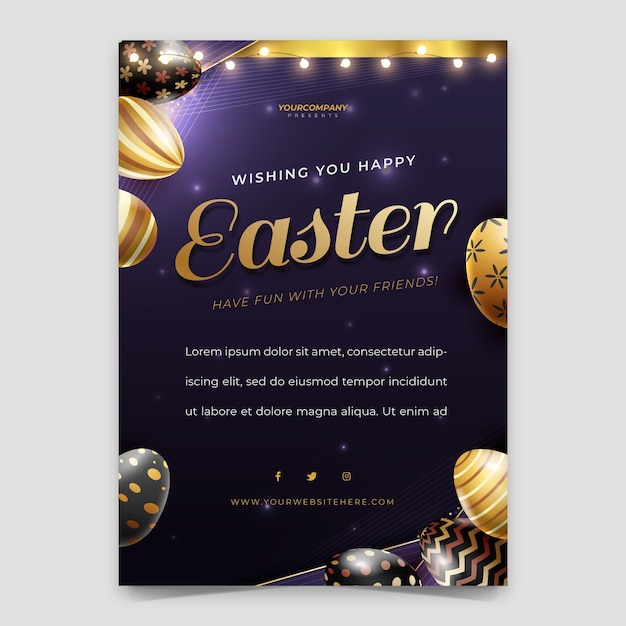 Free vector realistic vertical poster template for easter celebration