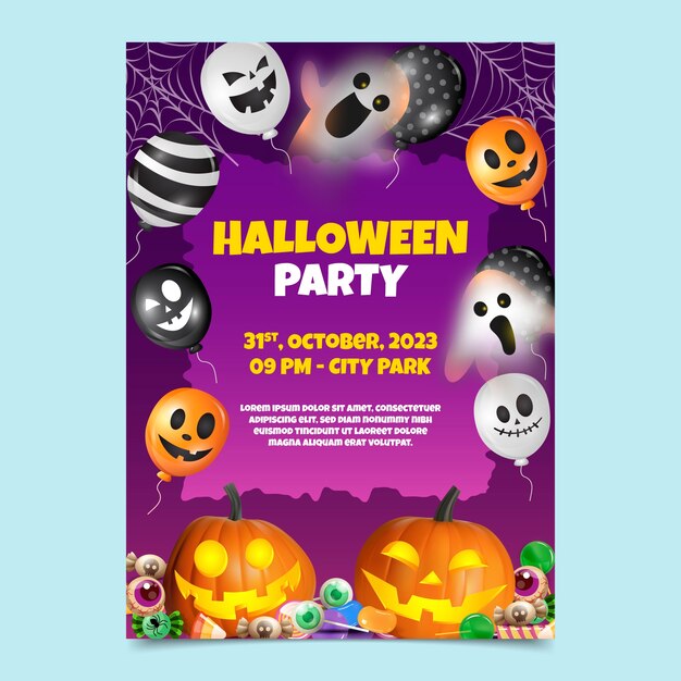 Realistic vertical poster template for halloween celebration