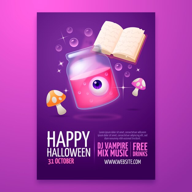 Realistic vertical poster template for halloween season