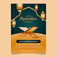 Free vector realistic vertical poster template for islamic ramadan celebration