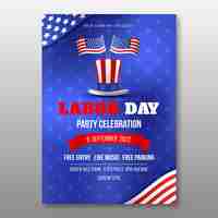 Free vector realistic vertical poster template for labor day celebration