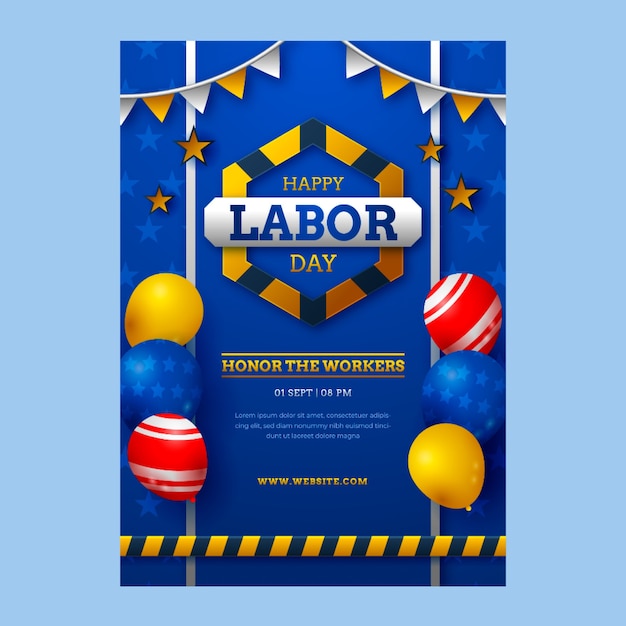 Realistic vertical poster template for labor day celebration