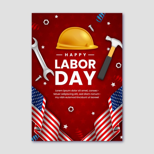 Realistic vertical poster template for labor day celebration