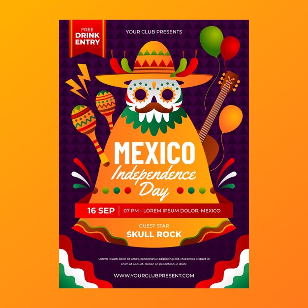 Free vector realistic vertical poster template for mexico independence celebration